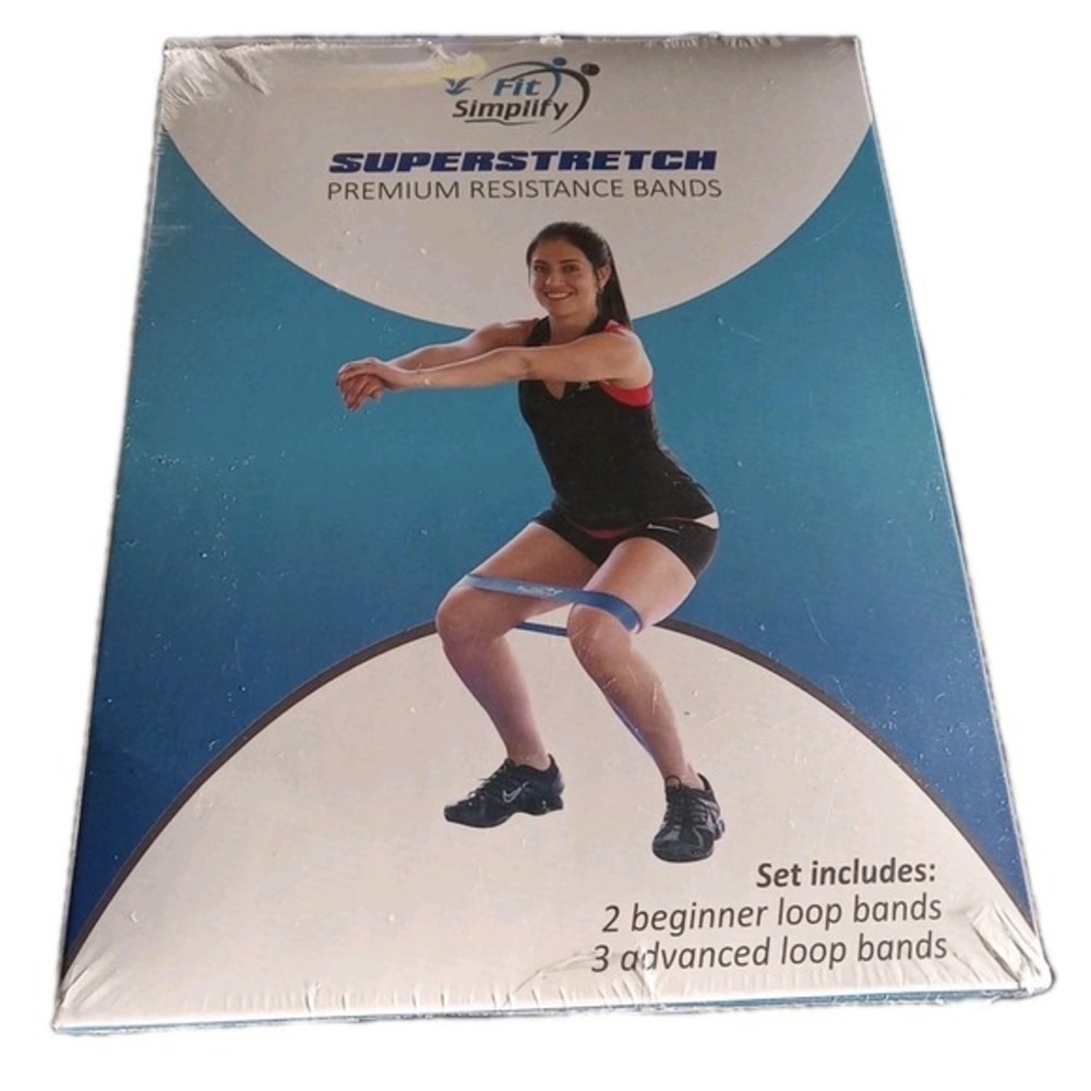 Fit Simplify Super Stretch Premium Resistance Bands‎ Multi Color Band Set